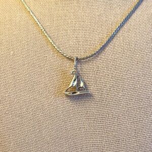 Sterling Silver Sailboat Pendant
Necklace - 15" Chain
